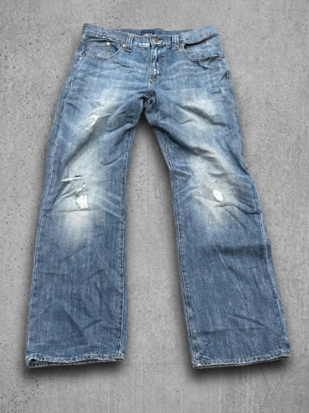 Rock & Republic Mens 34x30 Distressed Jeans Straight Leg Medium Wash Y2K Grunge